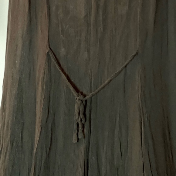 Long sleeveless Maxi Black Dress Country Farm Size Medium Floral Embroidery - Picture 5 of 5